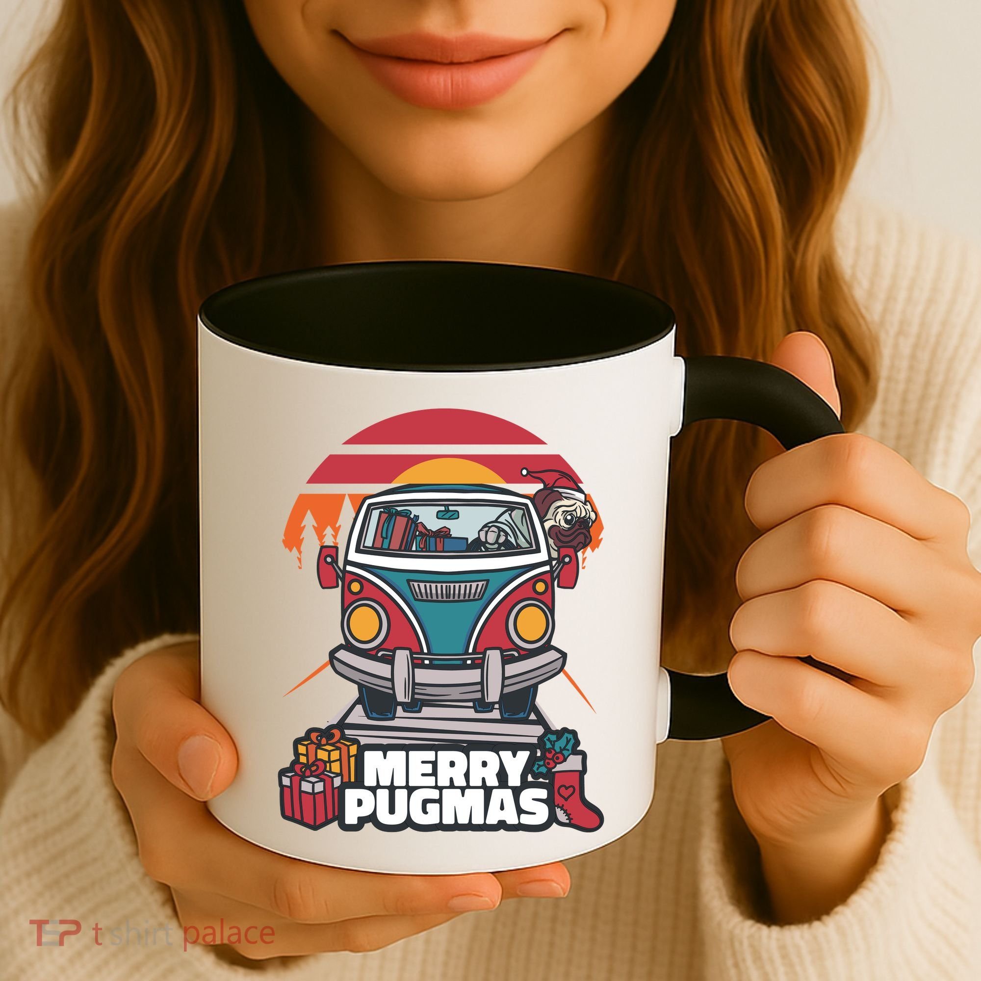 Retro Merry Pugmas Coffee Mug