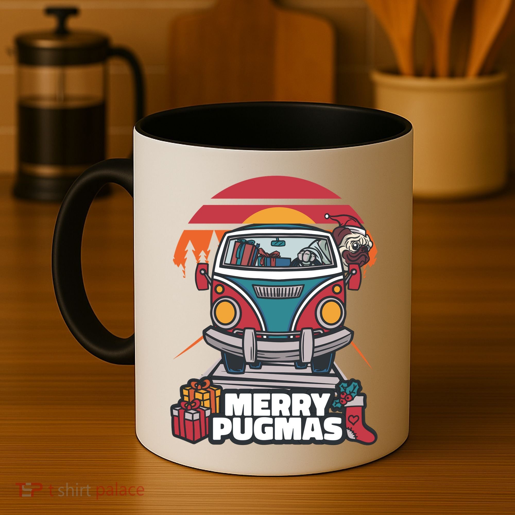 Retro Merry Pugmas Coffee Mug