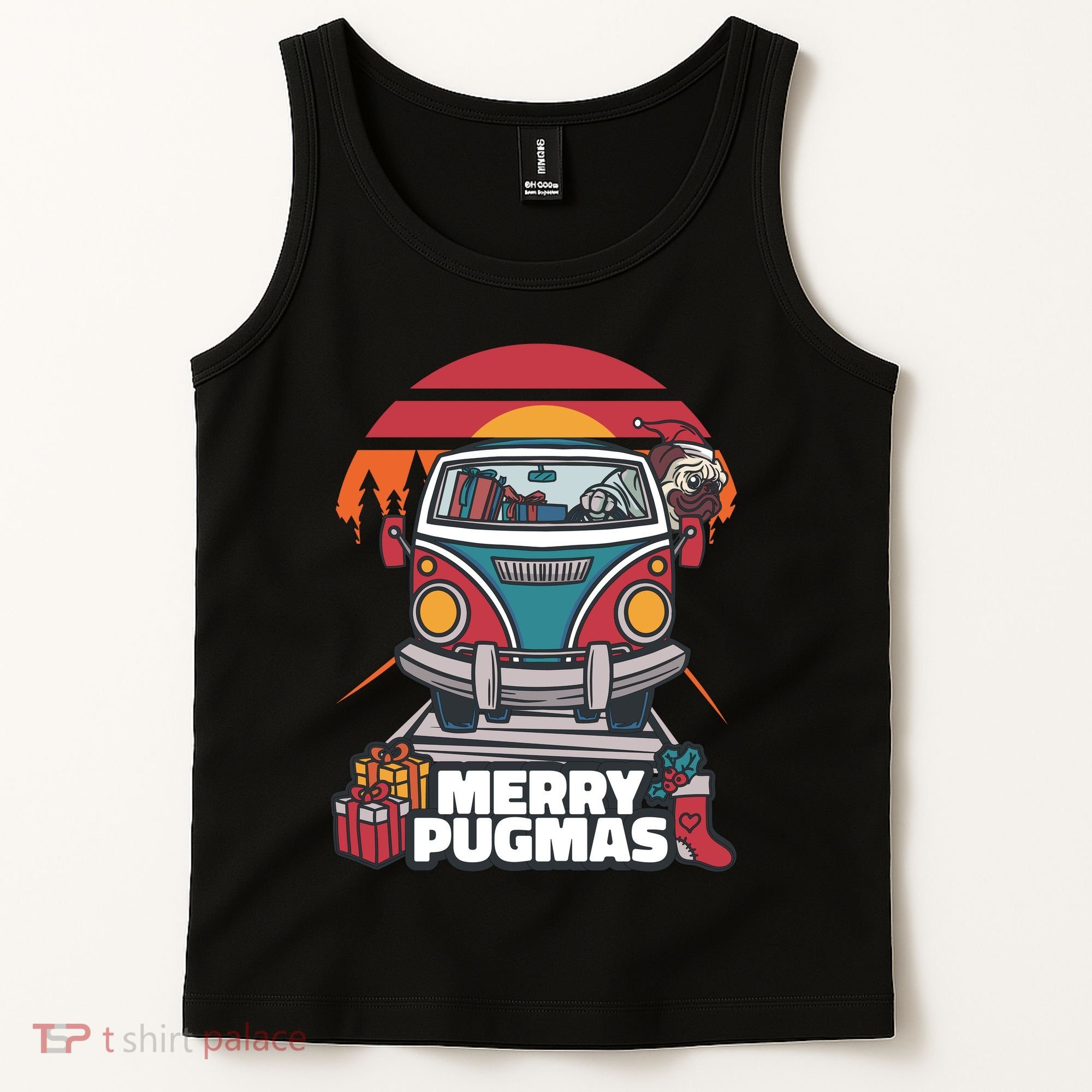 Retro Merry Pugmas Tank Top