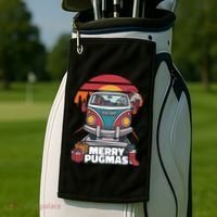 Retro Merry Pugmas Golf Towel thumb 2