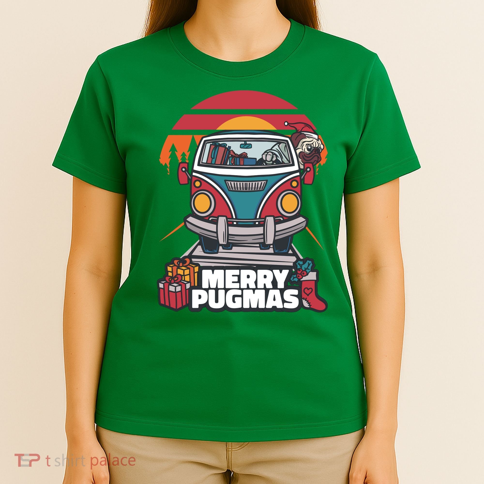Retro Merry Pugmas T-Shirt