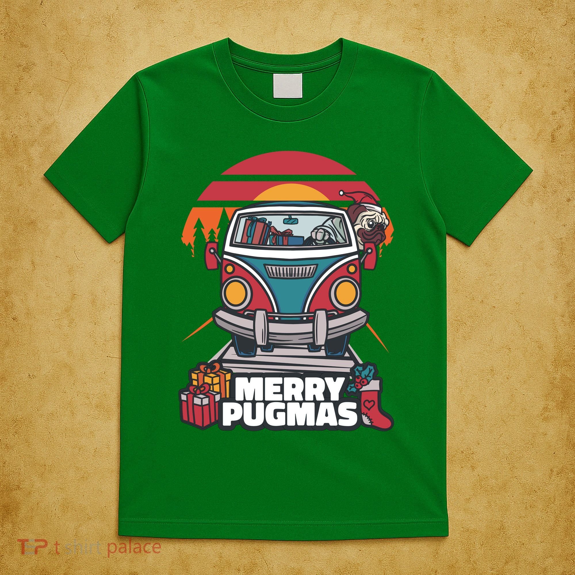 Retro Merry Pugmas T-Shirt