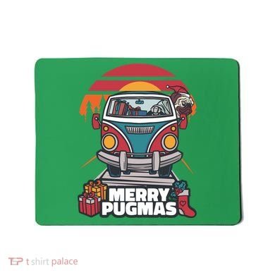 Retro Merry Pugmas Mousepad