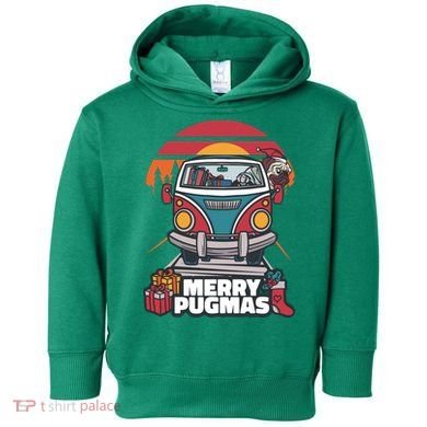 Retro Merry Pugmas Toddler Hoodie