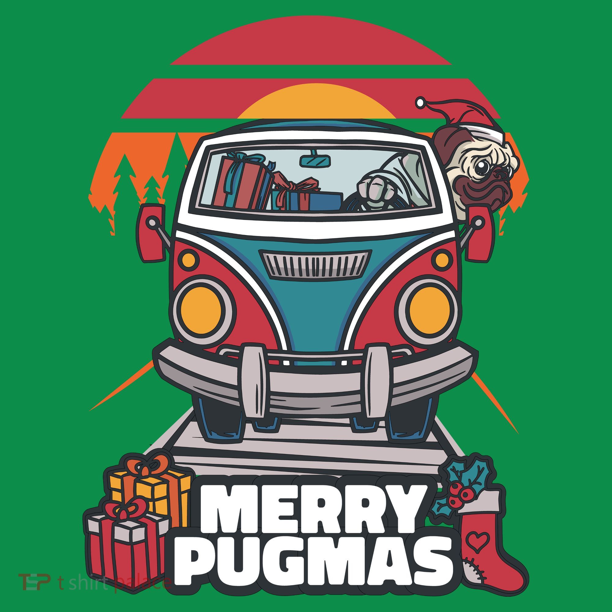 Retro Merry Pugmas Toddler Hoodie