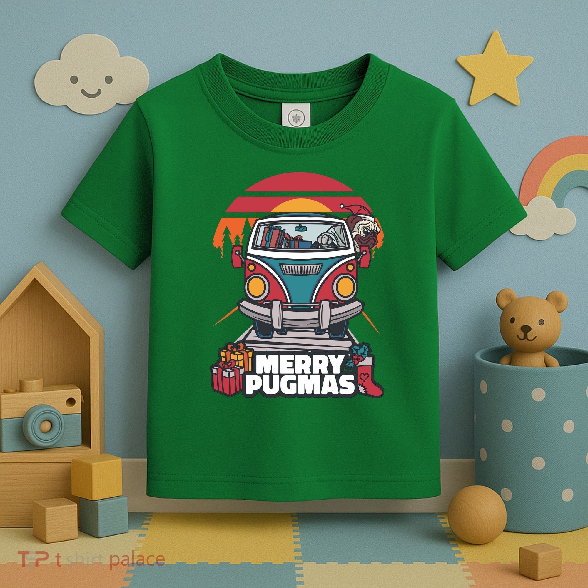 Retro Merry Pugmas Toddler T-Shirt