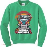 Retro Merry Pugmas Kids Sweatshirt thumb 0
