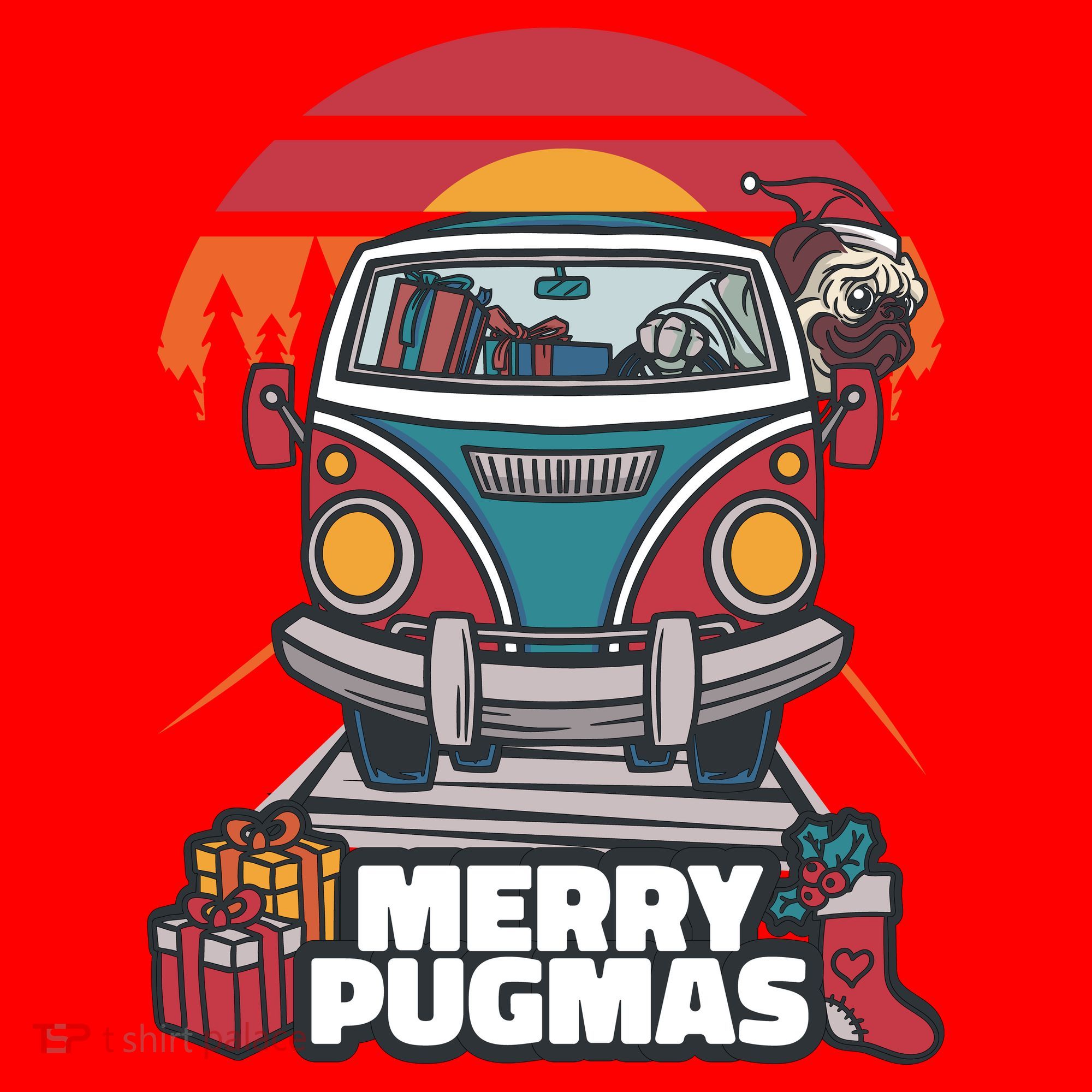 Retro Merry Pugmas Santa Hat