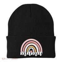 Retro Mama Pink Rainbow Cute Mothers Day Beanie thumb 0