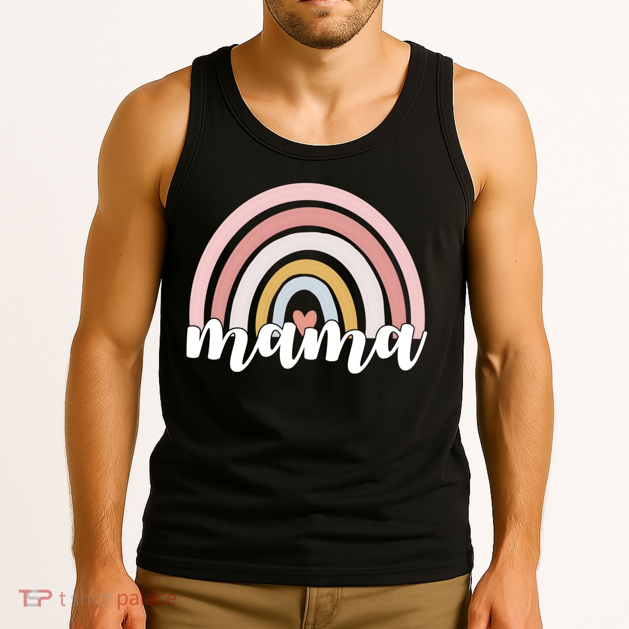 Retro Mama Pink Rainbow Cute Mothers Day Tank Top