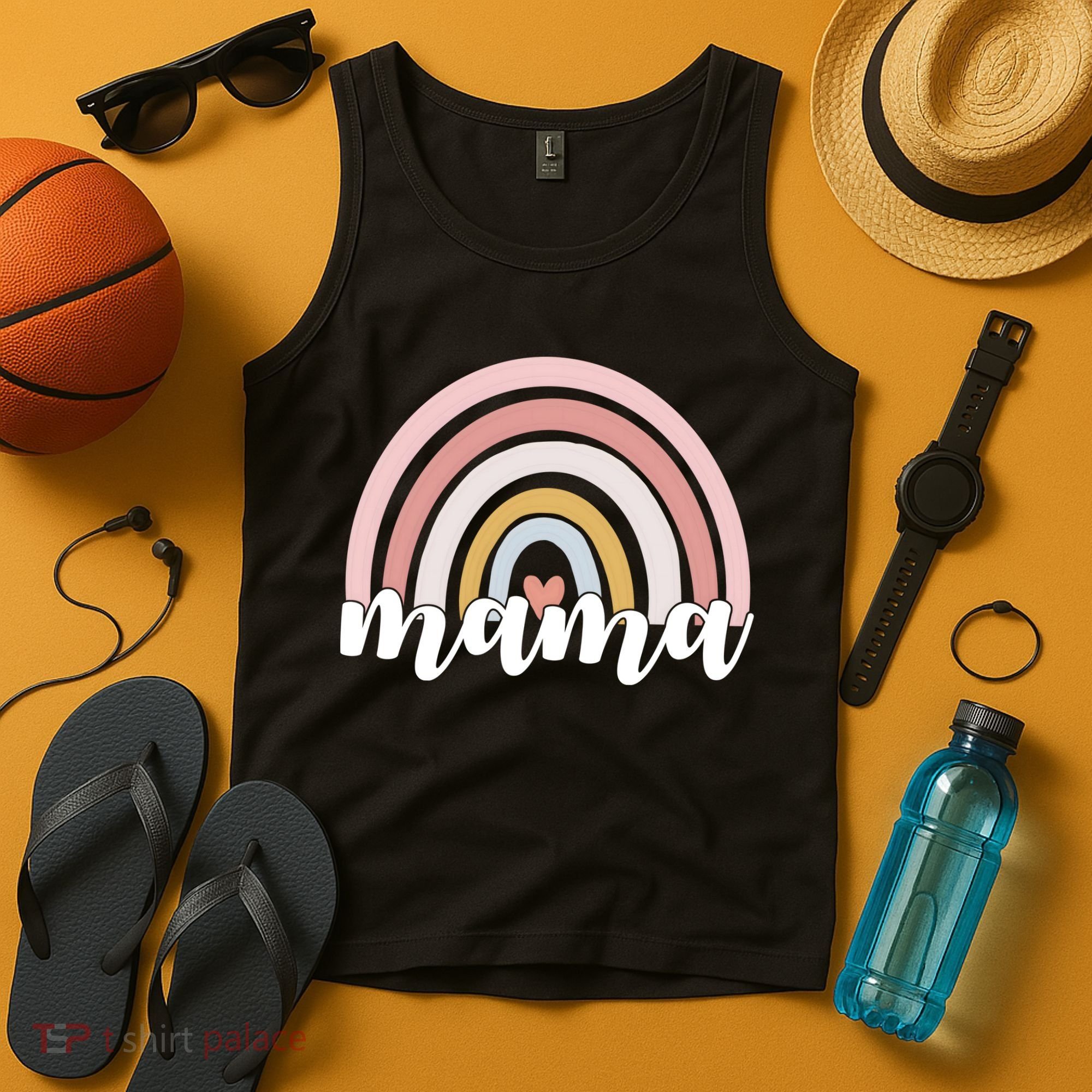 Retro Mama Pink Rainbow Cute Mothers Day Tank Top
