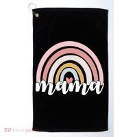 Retro Mama Pink Rainbow Cute Mothers Day Golf Towel thumb 0