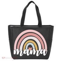 Retro Mama Pink Rainbow Cute Mothers Day Tote Bag thumb 0