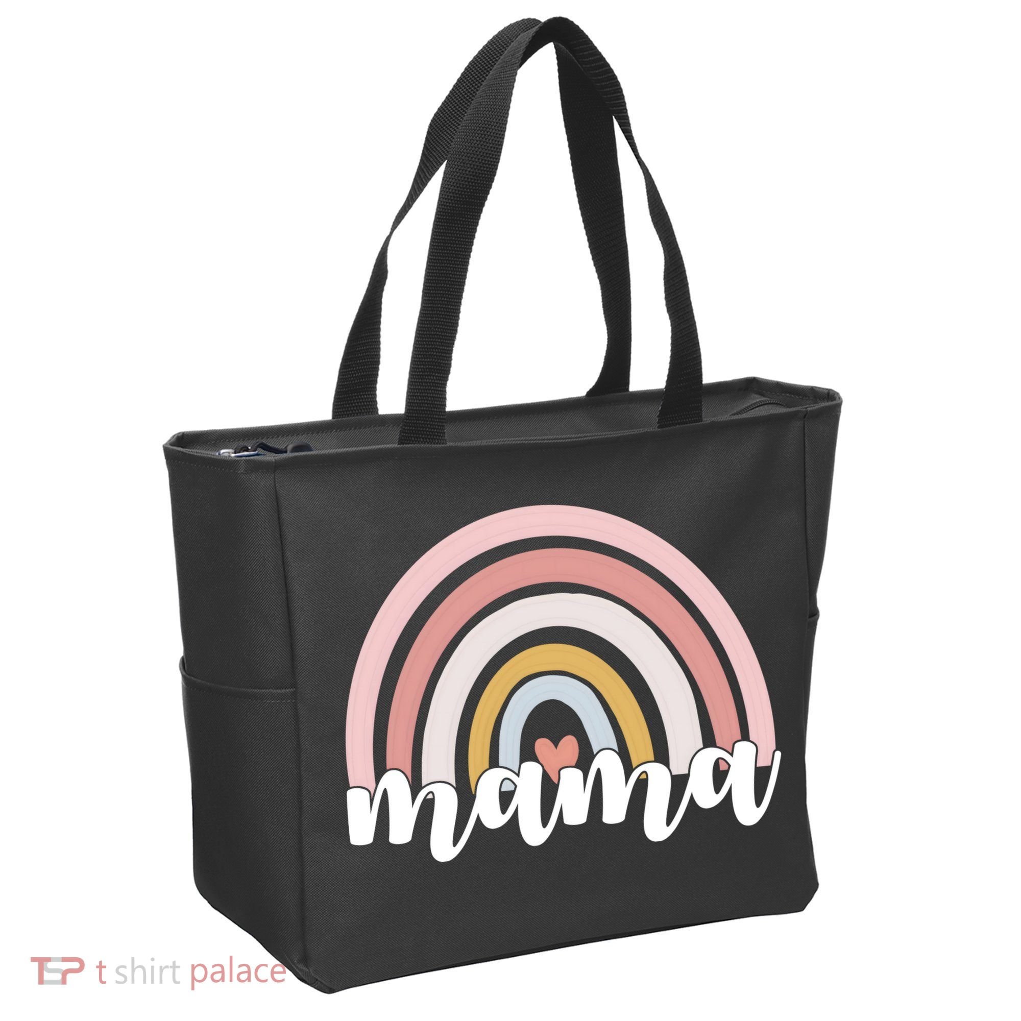 Retro Mama Pink Rainbow Cute Mothers Day Tote Bag