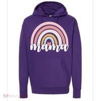Retro Mama Pink Rainbow Cute Mothers Day Hoodie thumb 0