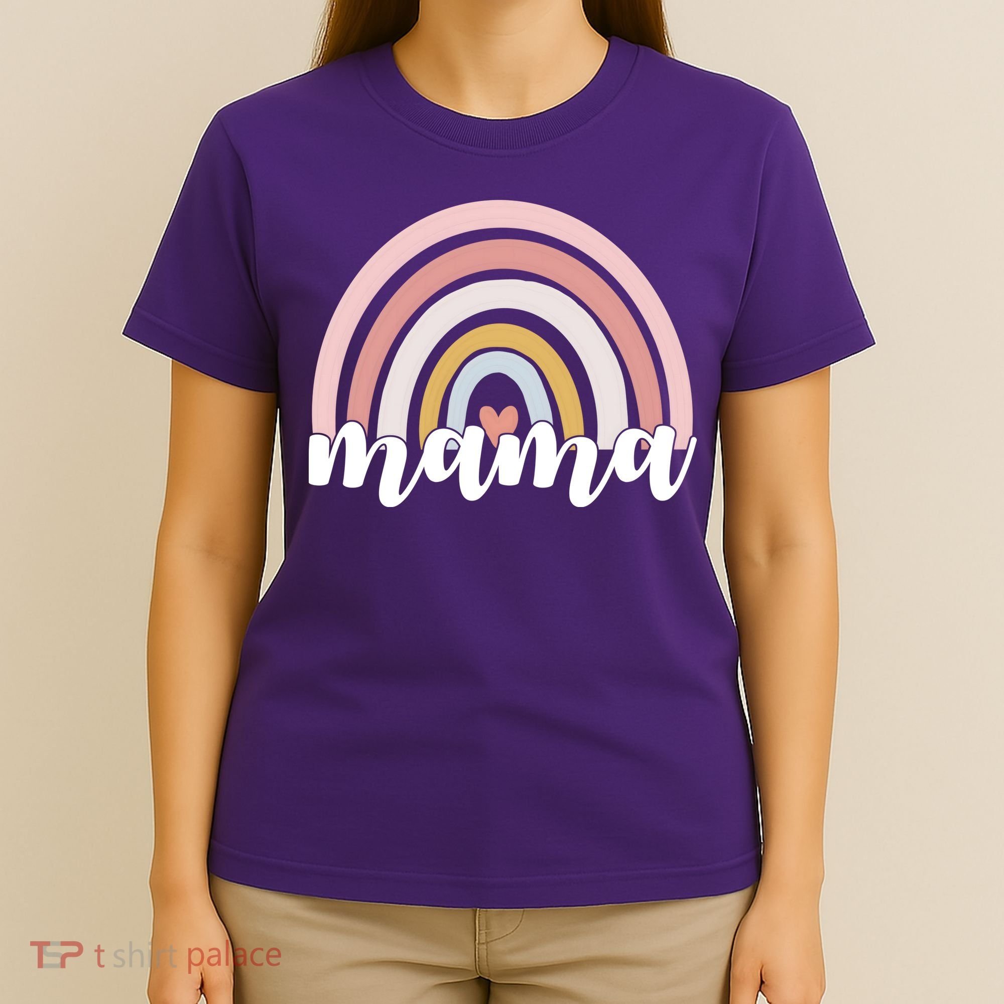 Retro Mama Pink Rainbow Cute Mothers Day T-Shirt