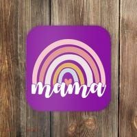 Retro Mama Pink Rainbow Cute Mothers Day Coaster thumb 0