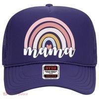 Retro Mama Pink Rainbow Cute Mothers Day Hat thumb 0
