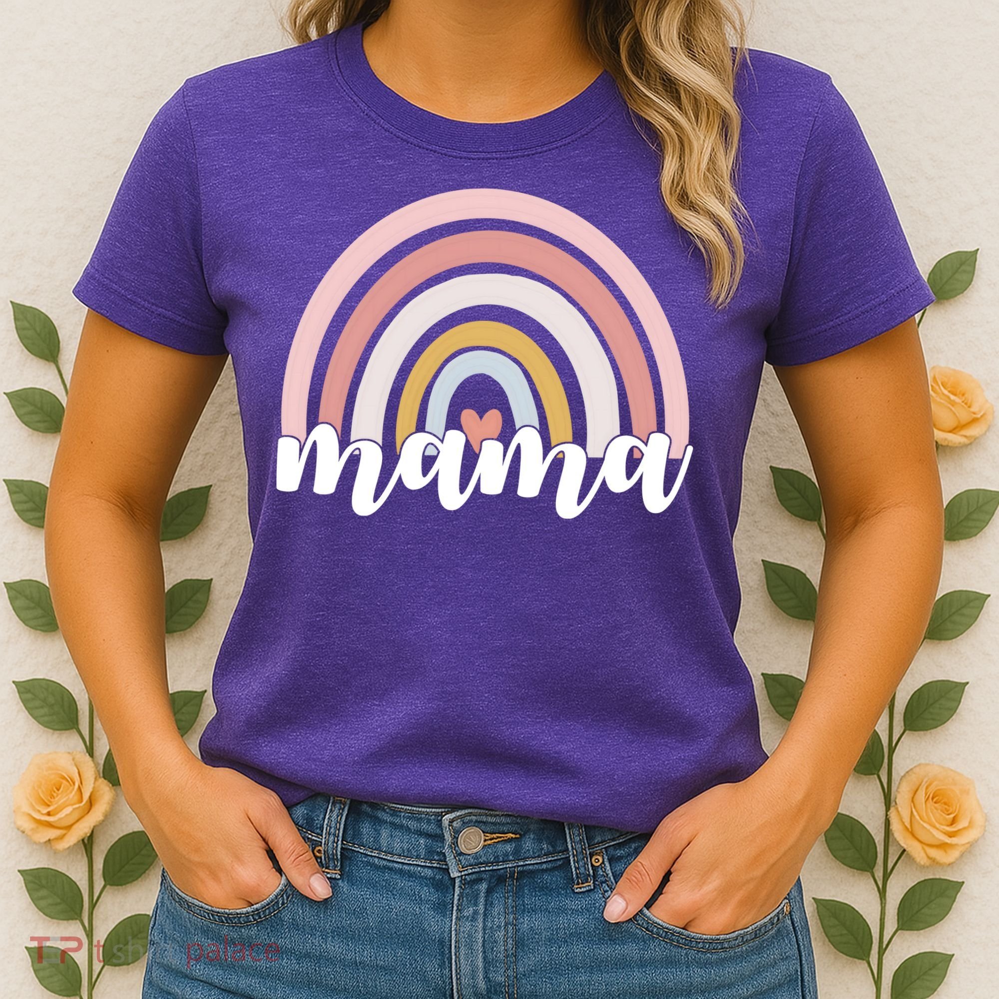 Retro Mama Pink Rainbow Cute Mothers Day Women's T-Shirt