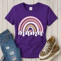 Retro Mama Pink Rainbow Cute Mothers Day Women's T-Shirt thumb 3