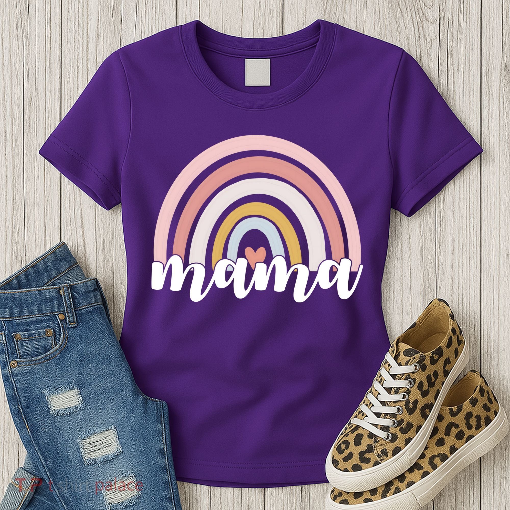 Retro Mama Pink Rainbow Cute Mothers Day Women's T-Shirt