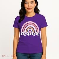 Retro Mama Pink Rainbow Cute Mothers Day Women's T-Shirt thumb 4