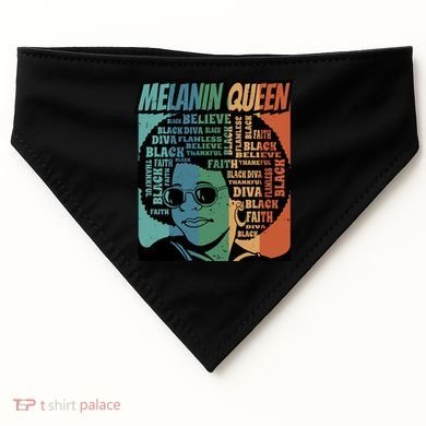 Retro Melanin Queen Quote USA-Made Doggie Bandana