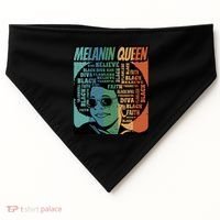 Retro Melanin Queen Quote USA-Made Doggie Bandana thumb 0