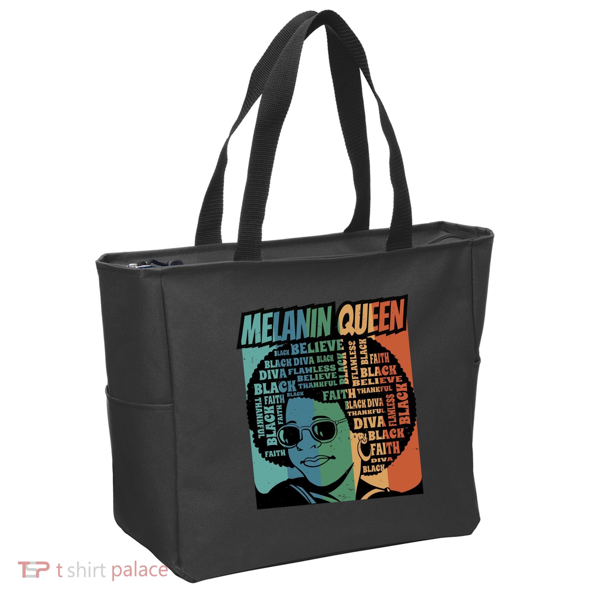 Retro Melanin Queen Quote Tote Bag