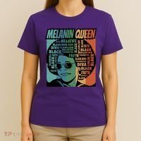 Retro Melanin Queen Quote T-Shirt thumb 4
