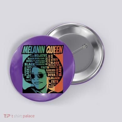 Retro Melanin Queen Quote Button