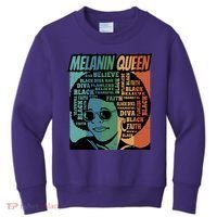 Retro Melanin Queen Quote Kids Sweatshirt thumb 0