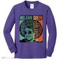 Retro Melanin Queen Quote Kids Long Sleeve Shirt thumb 0