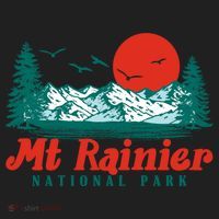 Retro Mount Rainier Mountain Trees And Sun Scene Graphic Gift Women's Sweatshirt thumb 2
