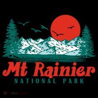 Retro Mount Rainier Mountain Trees And Sun Scene Graphic Gift Coffee Mug thumb 5