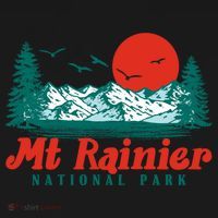 Retro Mount Rainier Mountain Trees And Sun Scene Graphic Gift Women's Hoodie thumb 2