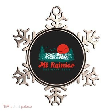 Retro Mount Rainier Mountain Trees And Sun Scene Graphic Gift Ornament