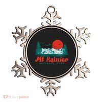 Retro Mount Rainier Mountain Trees And Sun Scene Graphic Gift Ornament thumb 0