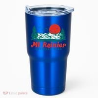 Retro Mount Rainier Mountain Trees And Sun Scene Graphic Gift Tumbler thumb 0
