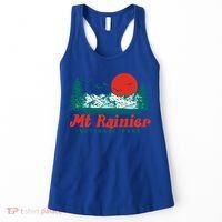 Retro Mount Rainier Mountain Trees And Sun Scene Graphic Gift Women's Tank Top thumb 0