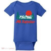 Retro Mount Rainier Mountain Trees And Sun Scene Graphic Gift Baby Bodysuit thumb 0