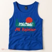 Retro Mount Rainier Mountain Trees And Sun Scene Graphic Gift Tank Top thumb 2