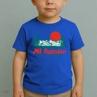 Retro Mount Rainier Mountain Trees And Sun Scene Graphic Gift Toddler T-Shirt thumb 2