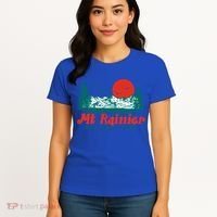 Retro Mount Rainier Mountain Trees And Sun Scene Graphic Gift Women's T-Shirt thumb 4