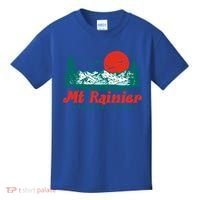 Retro Mount Rainier Mountain Trees And Sun Scene Graphic Gift Kids T-Shirt thumb 0