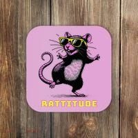Rat Meme Rattitude Rat Sunglasses Dancing Coaster thumb 0