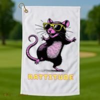 Rat Meme Rattitude Rat Sunglasses Dancing Golf Towel thumb 1