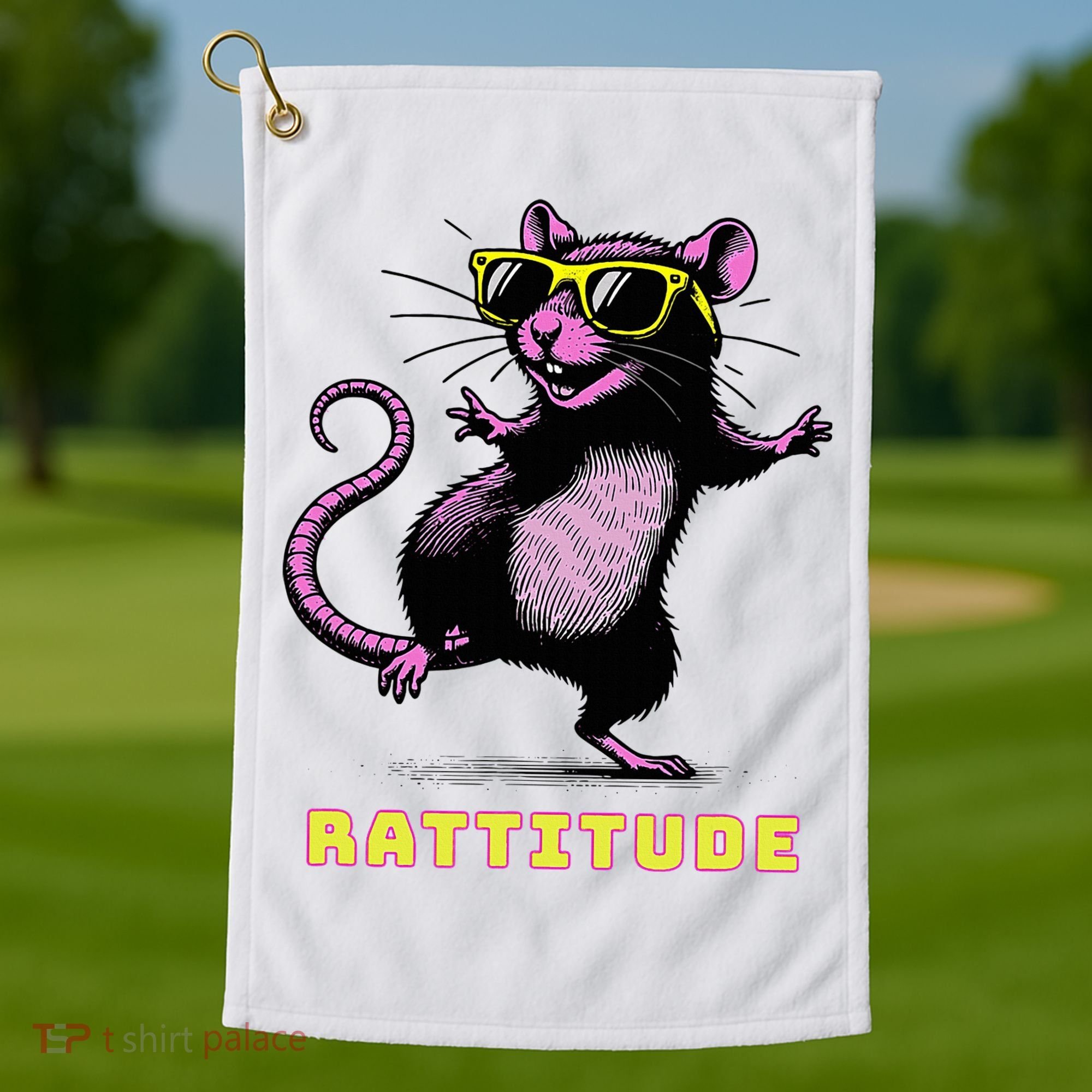 Rat Meme Rattitude Rat Sunglasses Dancing Golf Towel