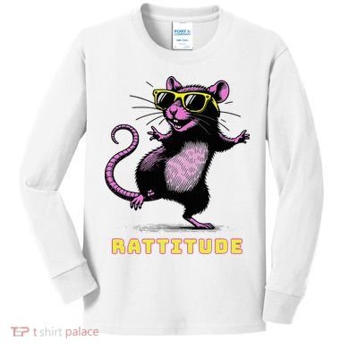 Rat Meme Rattitude Rat Sunglasses Dancing Kids Long Sleeve Shirt