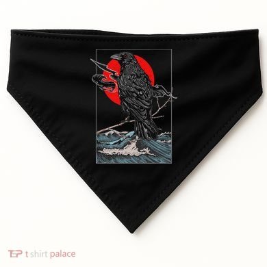 Red Moon Raven Graphic Black Crow USA-Made Doggie Bandana